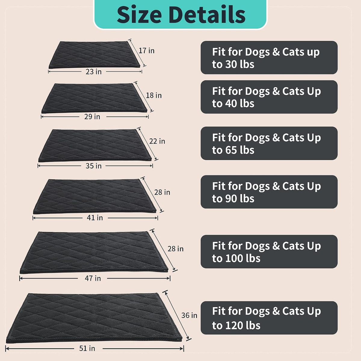 Hombys quilted chew resistant dog crate pad