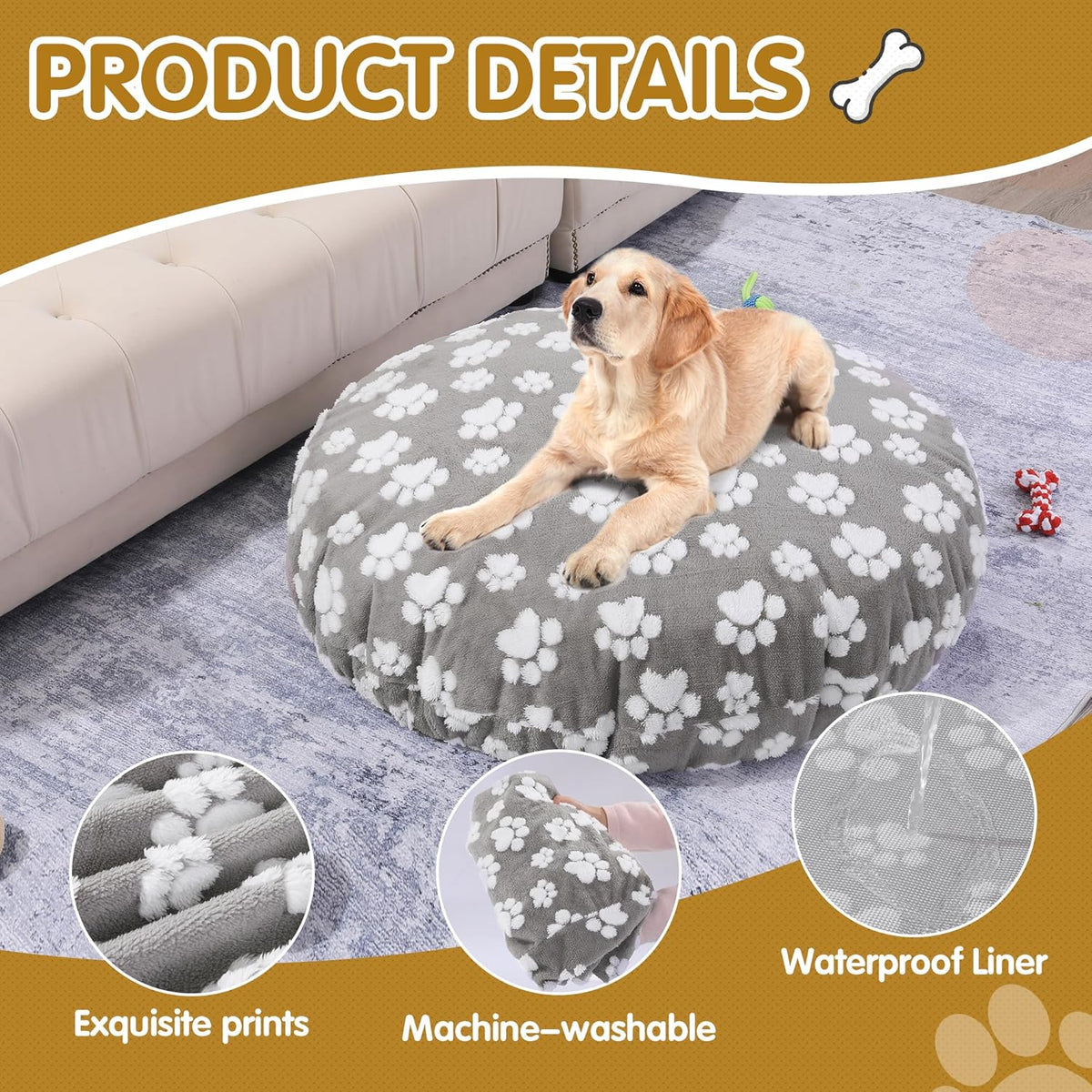 Hombys round waterproof dog bed cover