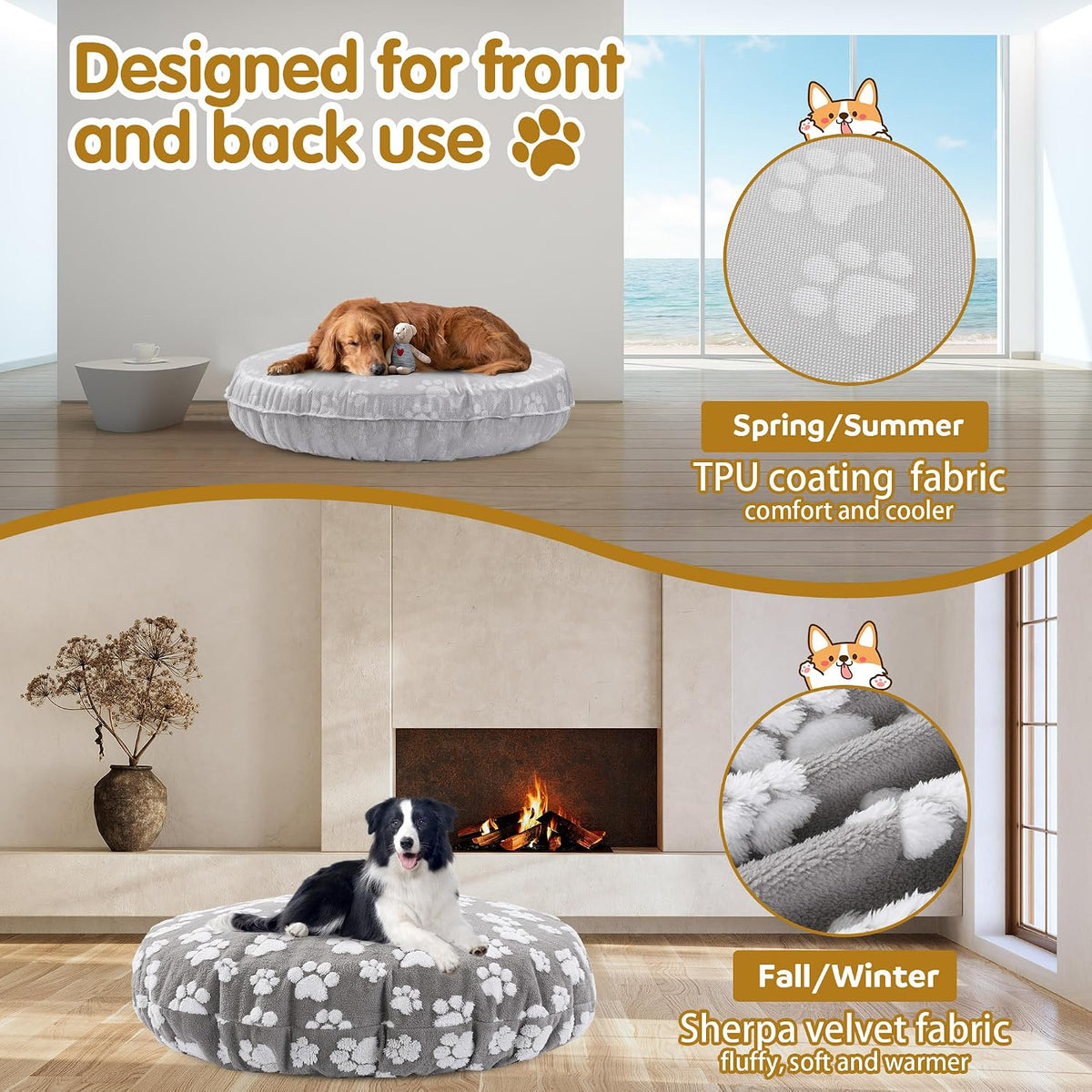 Hombys round waterproof dog bed cover