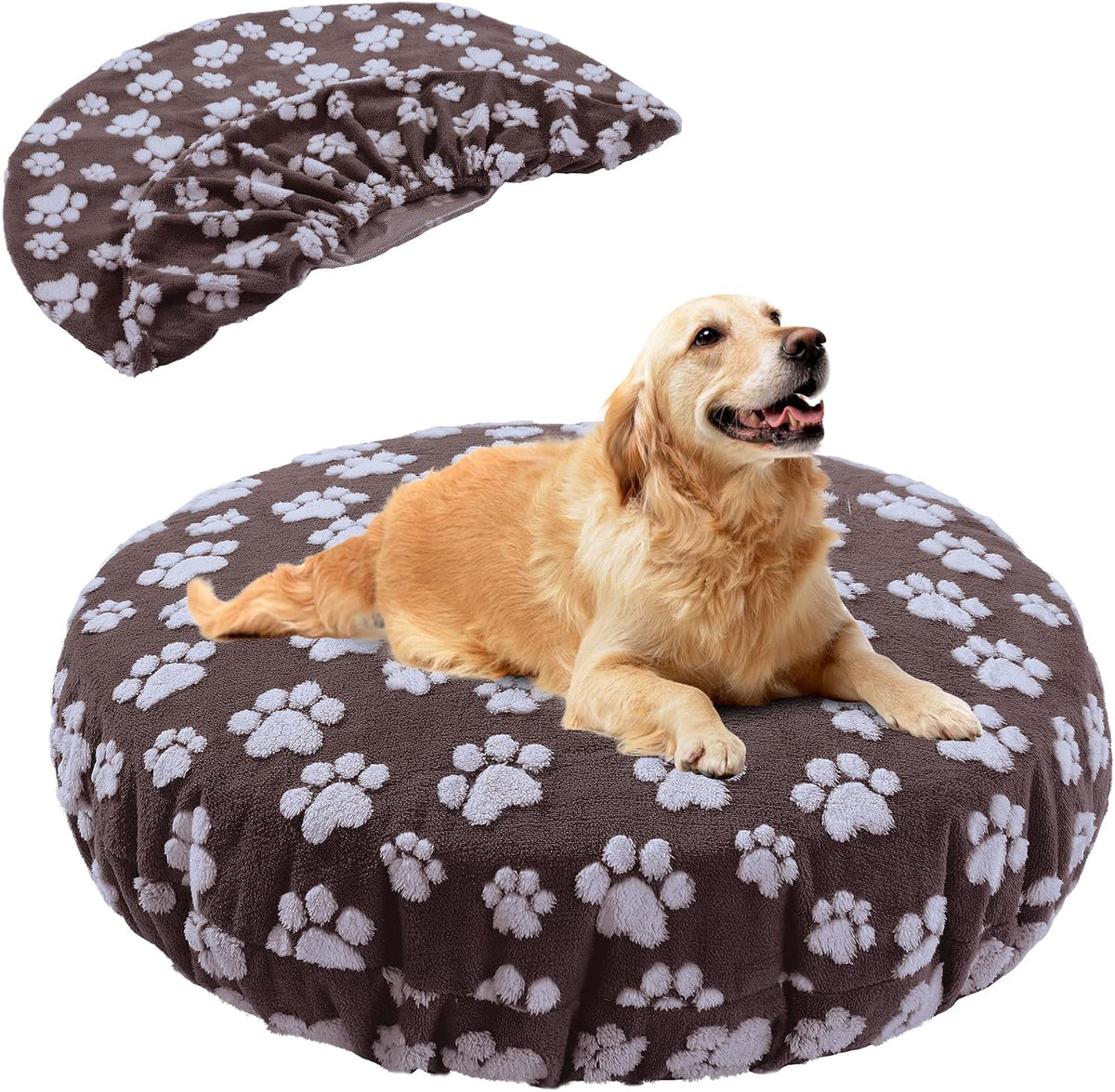 Hombys round dog bed cover brown