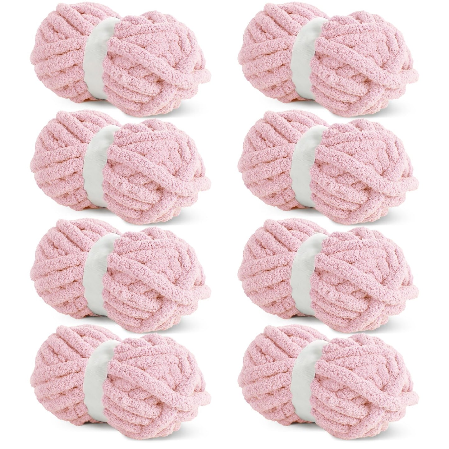 HOMBYS Pink Chunky Chenille Yarn, 8 Skeins, 27 yd / 8 oz Each