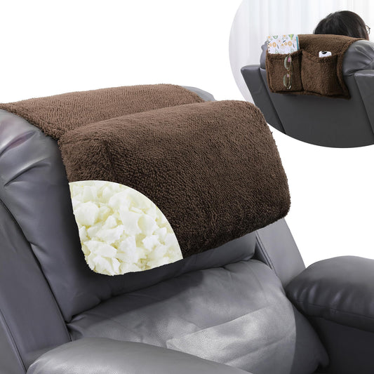 HOMBYS Recliner Head Pillow – Soft Sherpa Neck Support Cushion with Pocket