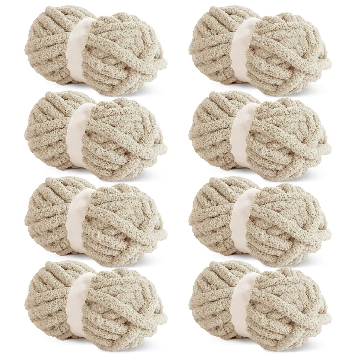 HOMBYS khaki Chunky Chenille Yarn, 8 Skeins, 27 yd / 8 oz Each