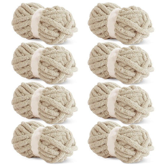 HOMBYS khaki Chunky Chenille Yarn, 8 Skeins, 27 yd / 8 oz Each