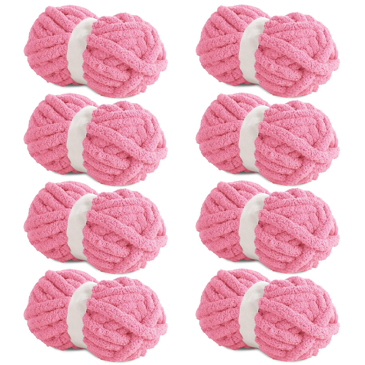 HOMBYS Rose Red Chunky Chenille Yarn, 8 Skeins, 27 yd / 8 oz Each