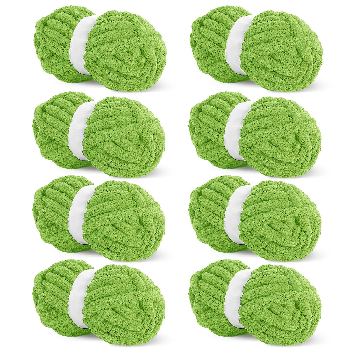 HOMBYS Grass Chunky Chenille Yarn, 8 Skeins, 27 yd / 8 oz Each