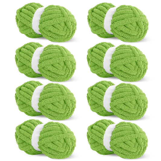 HOMBYS Grass Chunky Chenille Yarn, 8 Skeins, 27 yd / 8 oz Each