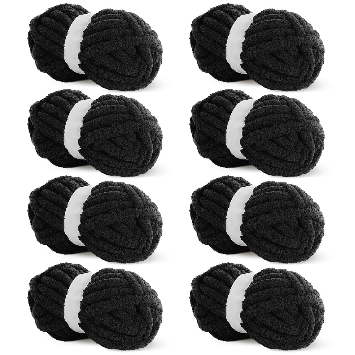 HOMBYS black Chunky Chenille Yarn, 8 Skeins, 27 yd / 8 oz Each