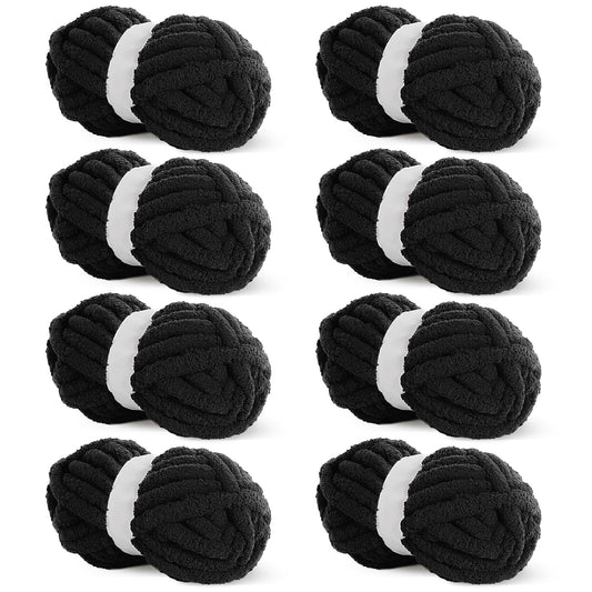 HOMBYS black Chunky Chenille Yarn, 8 Skeins, 27 yd / 8 oz Each