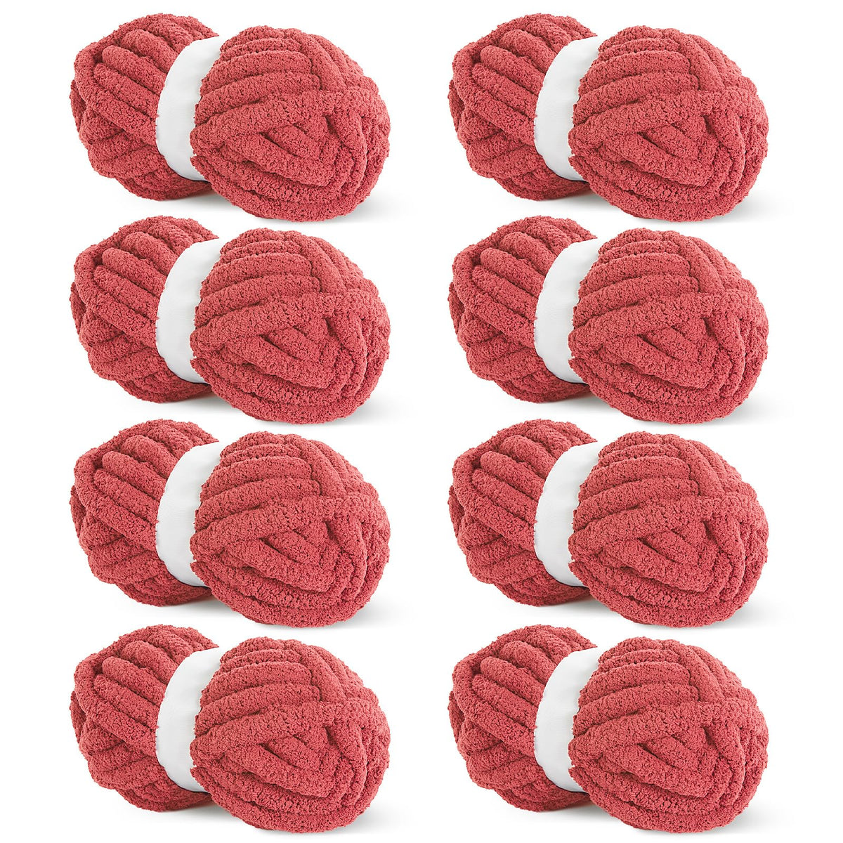 HOMBYS red Chunky Chenille Yarn, 8 Skeins, 27 yd / 8 oz Each