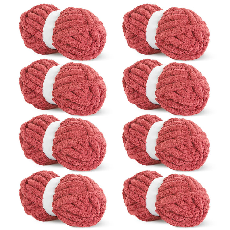 HOMBYS red Chunky Chenille Yarn, 8 Skeins, 27 yd / 8 oz Each