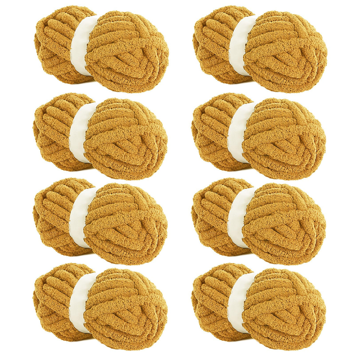HOMBYS Mustard Yellow Chunky Chenille Yarn, 8 Skeins, 27 yd / 8 oz Each