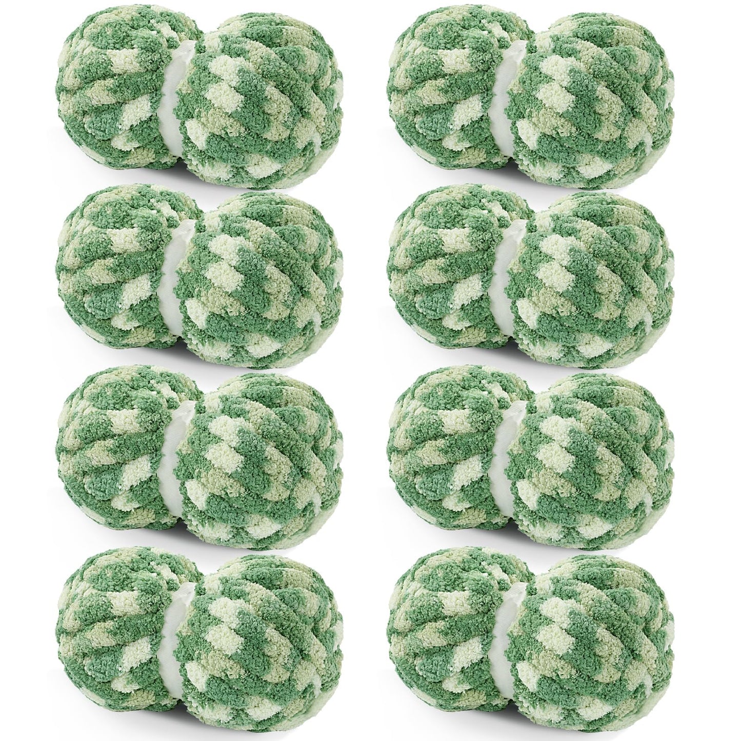 HOMBYS Sage Green Multi Chunky Chenille Yarn, 8 Skeins, 26 yd / 7.5 oz Each