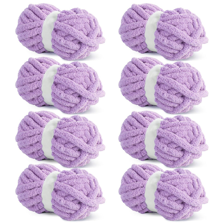 HOMBYS purple Chunky Chenille Yarn, 8 Skeins, 27 yd / 8 oz Each
