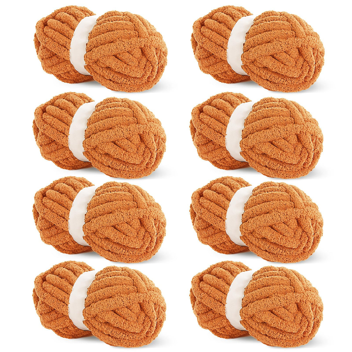 HOMBYS Orange Chunky Chenille Yarn, 8 Skeins, 27 yd / 8 oz Each
