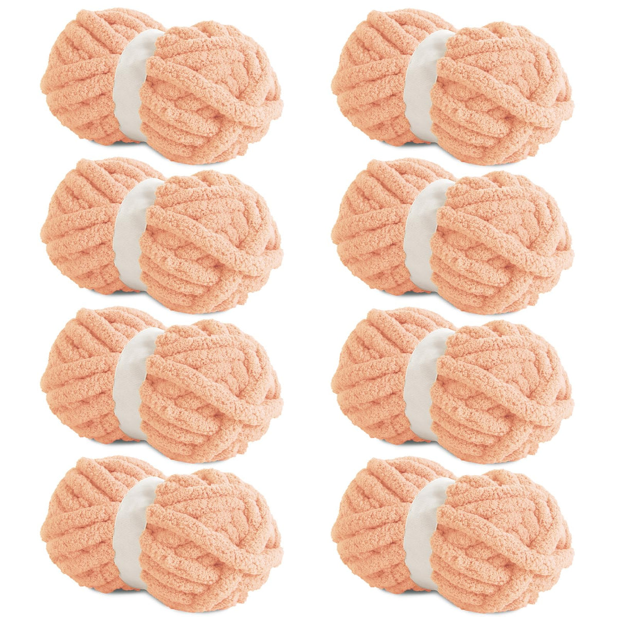HOMBYS Apricot Pink Chunky Chenille Yarn, 8 Skeins, 27 yd / 8 oz Each