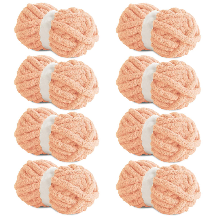 HOMBYS Apricot Pink Chunky Chenille Yarn, 8 Skeins, 27 yd / 8 oz Each