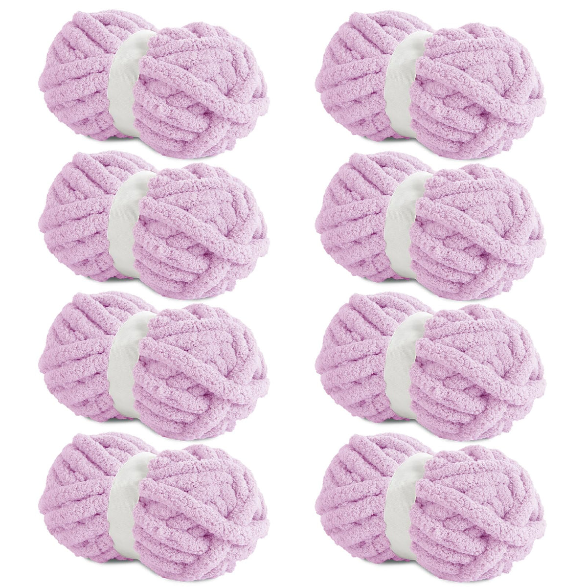 HOMBYS Light Purple Chunky Chenille Yarn, 8 Skeins, 27 yd / 8 oz Each