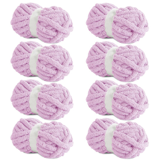 HOMBYS Light Purple Chunky Chenille Yarn, 8 Skeins, 27 yd / 8 oz Each