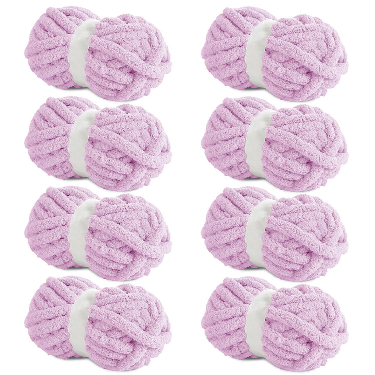 HOMBYS Light Purple Chunky Chenille Yarn, 8 Skeins, 27 yd / 8 oz Each