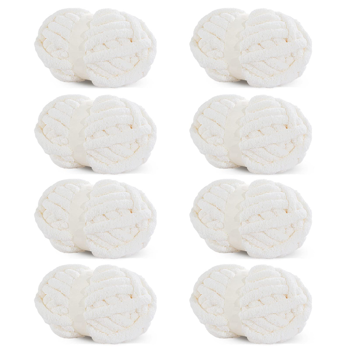 HOMBYS Cream Chunky Chenille Yarn, 8 Skeins, 27 yd / 8 oz Each