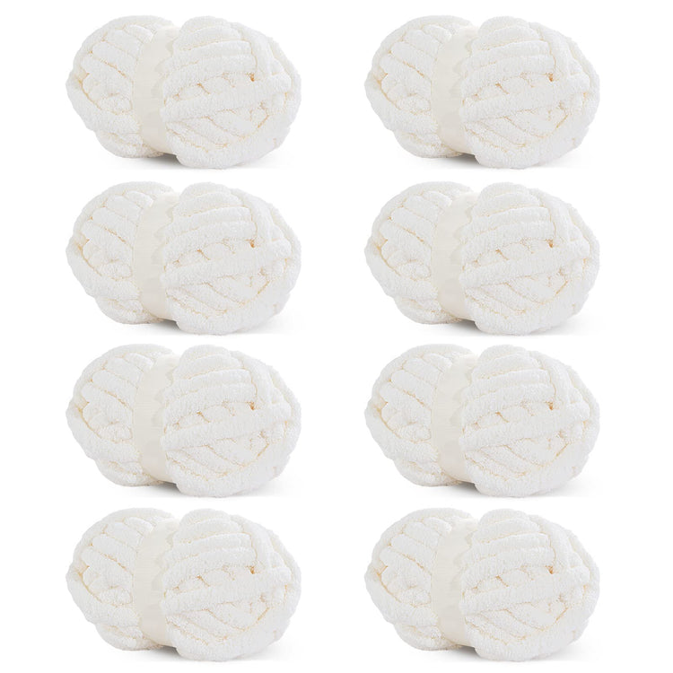 HOMBYS Cream Chunky Chenille Yarn, 8 Skeins, 27 yd / 8 oz Each