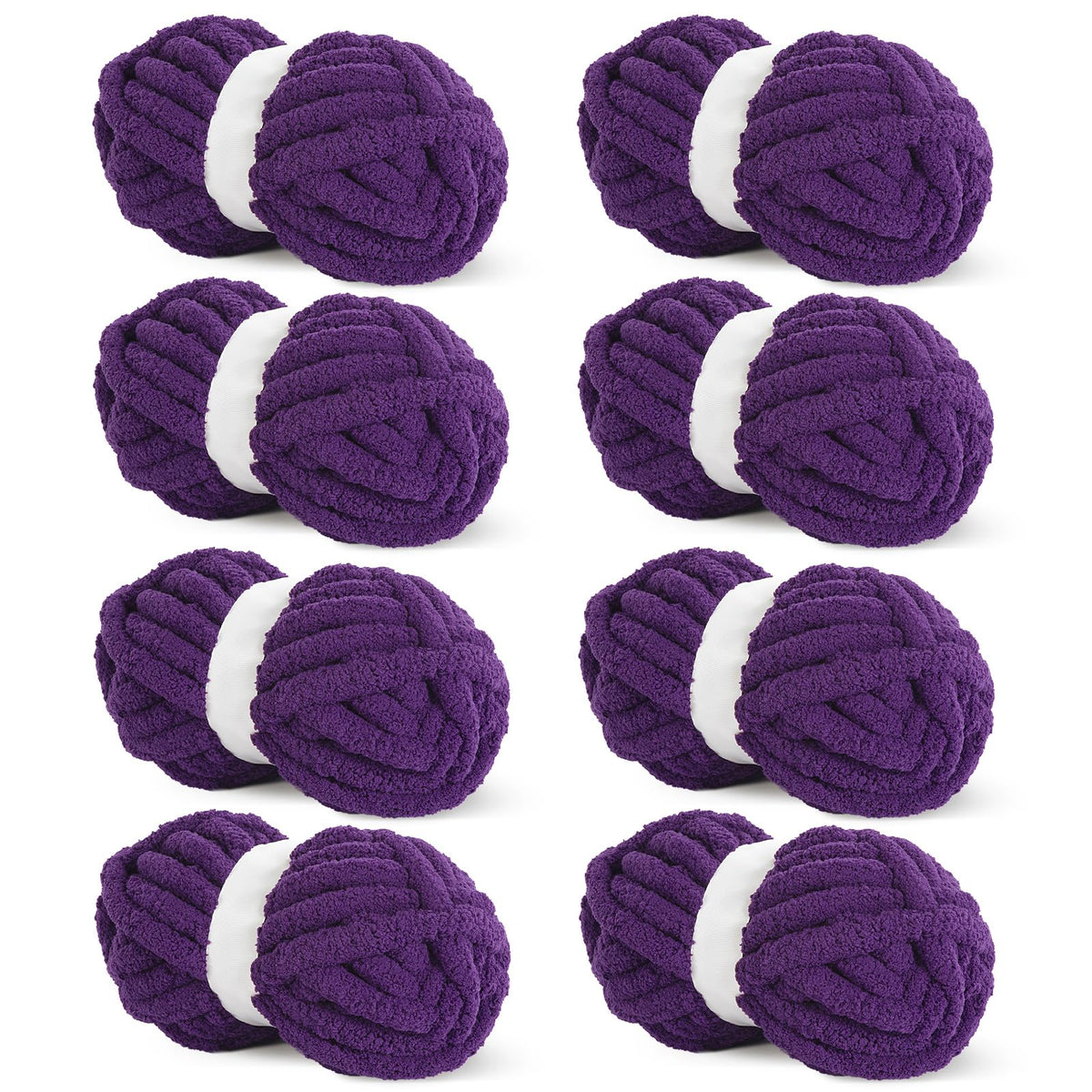 HOMBYS Dark Purple Chunky Chenille Yarn, 8 Skeins, 27 yd / 8 oz Each