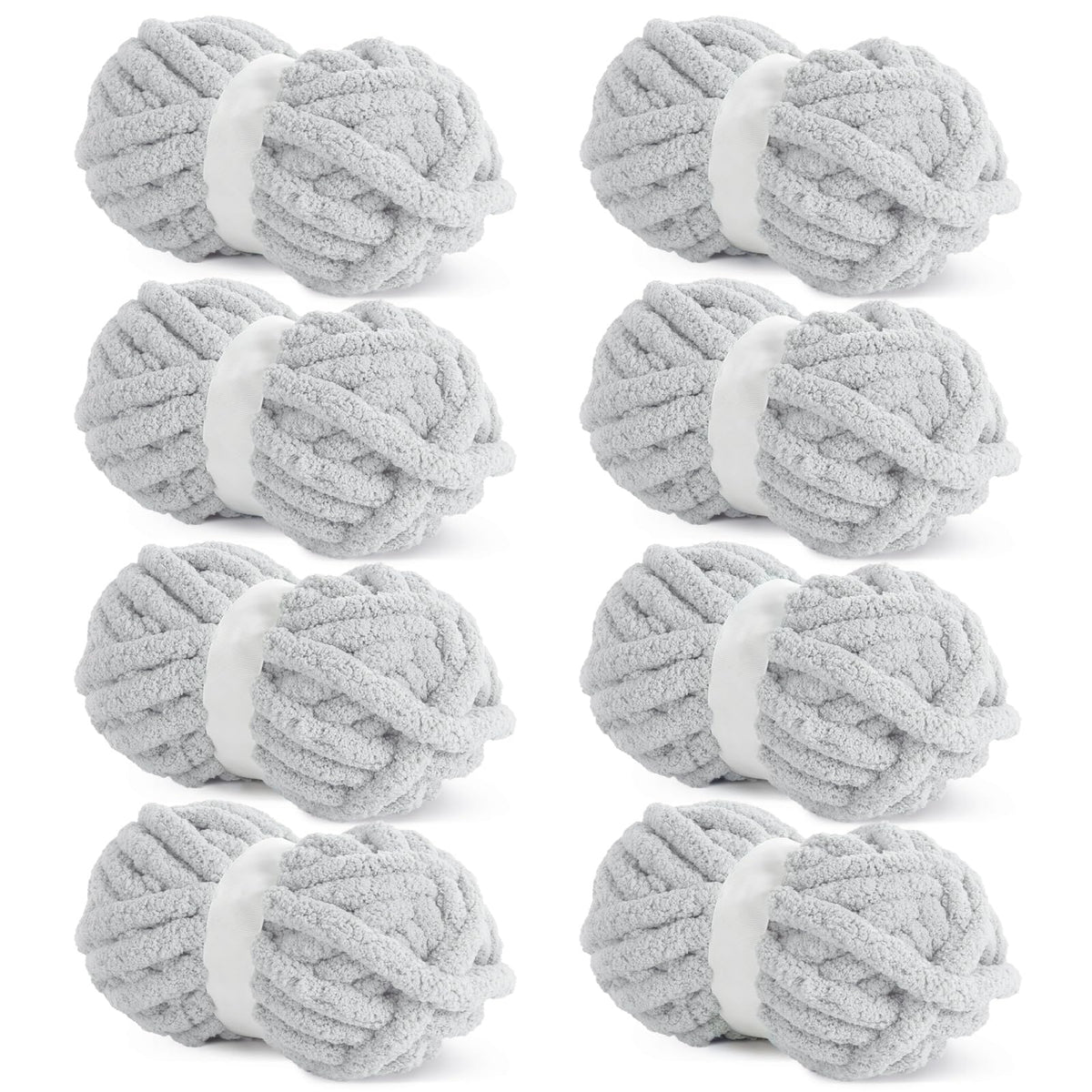 HOMBYS Smoke Grey Chunky Chenille Yarn, 8 Skeins, 27 yd / 8 oz Each