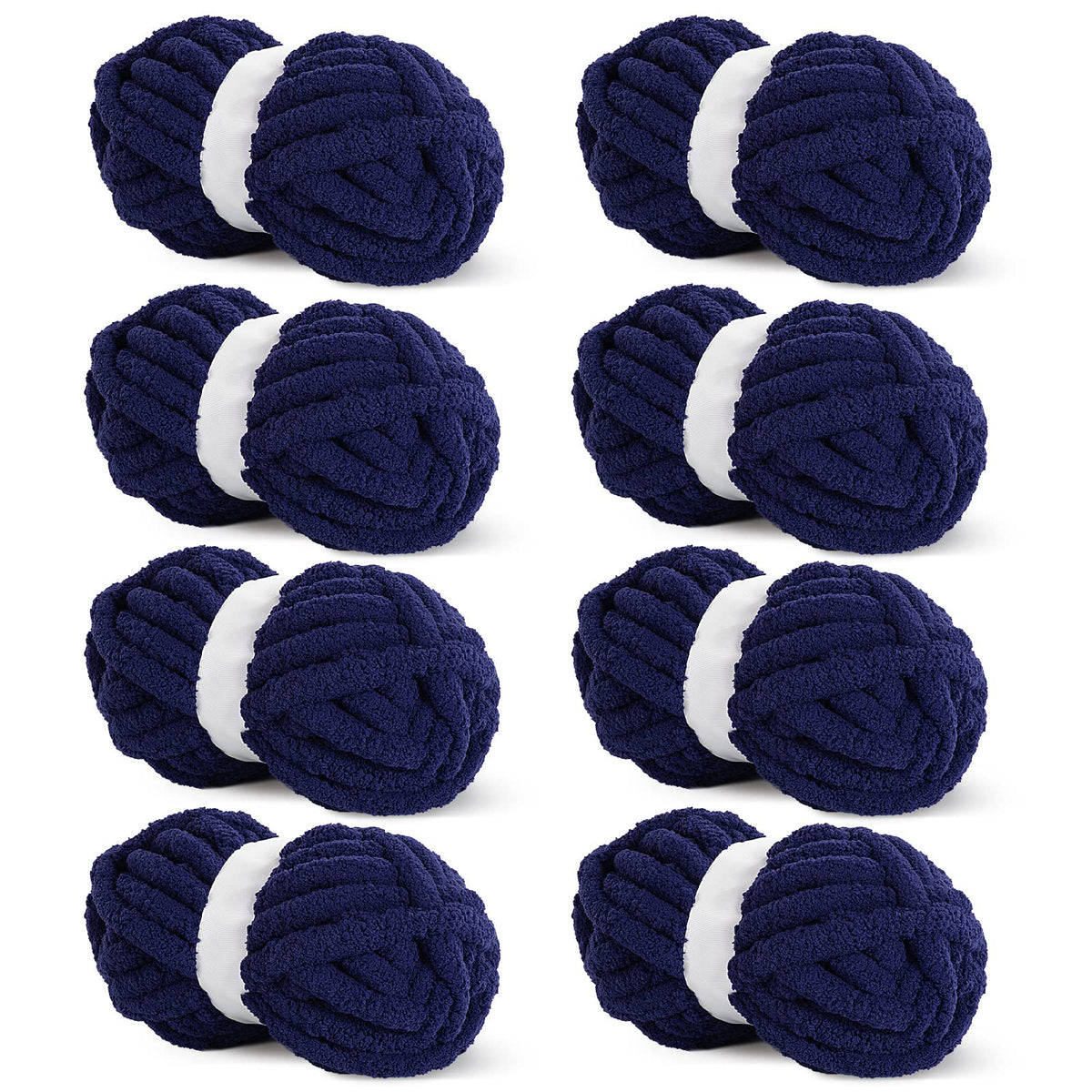 HOMBYS Navy Blue Chunky Chenille Yarn, 8 Skeins, 27 yd / 8 oz Each