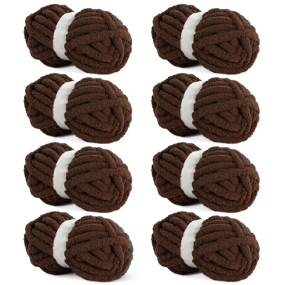 HOMBYS Dark Coffee Chunky Chenille Yarn, 8 Skeins, 27 yd / 8 oz Each