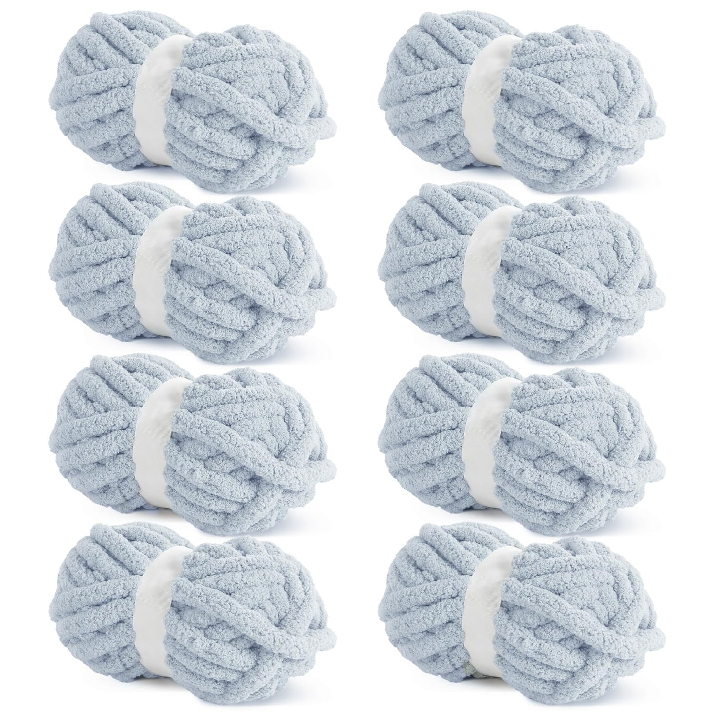 HOMBYS Rice Grey Chunky Chenille Yarn, 8 Skeins, 27 yd / 8 oz Each