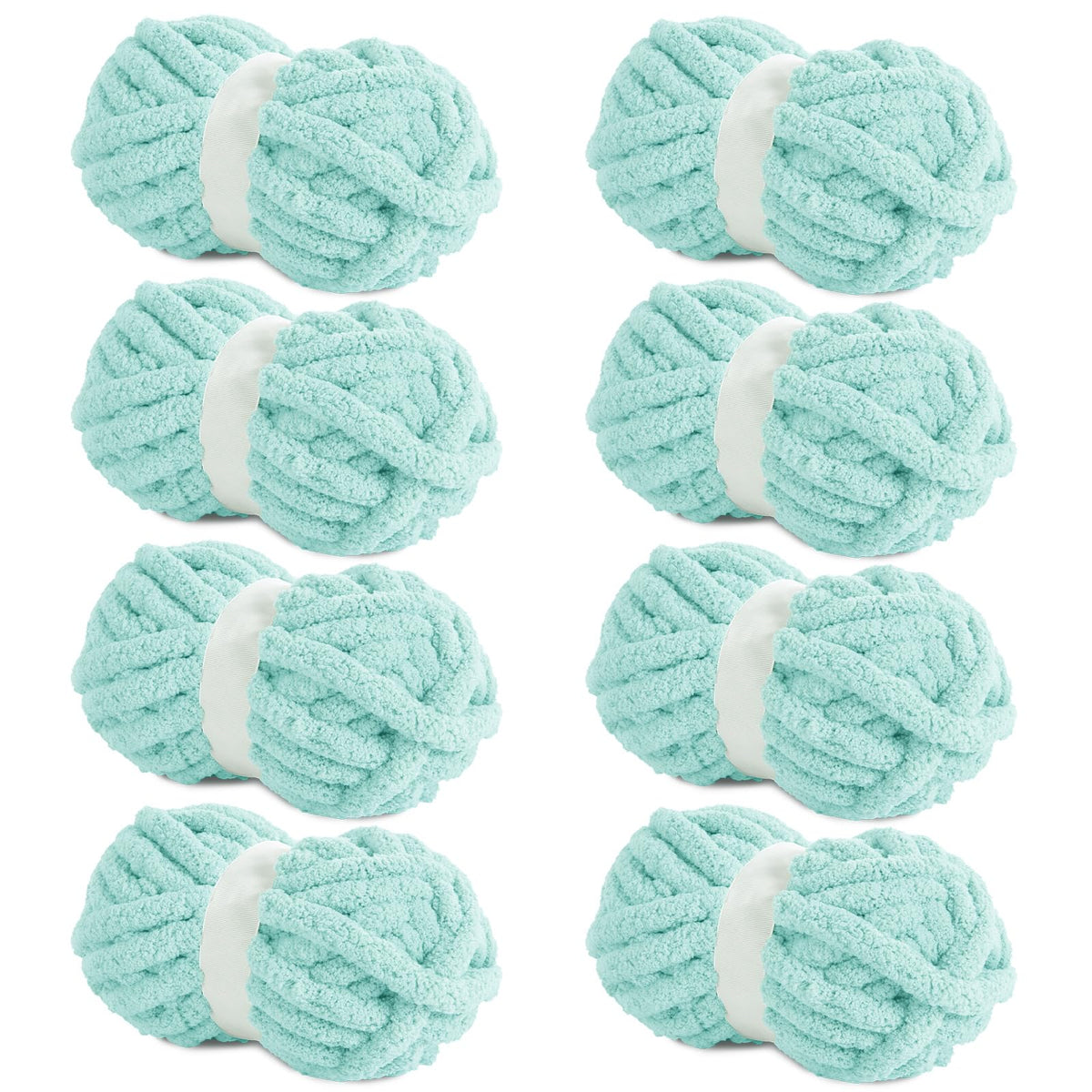 HOMBYS Light Blue Chunky Chenille Yarn, 8 Skeins, 27 yd / 8 oz Each