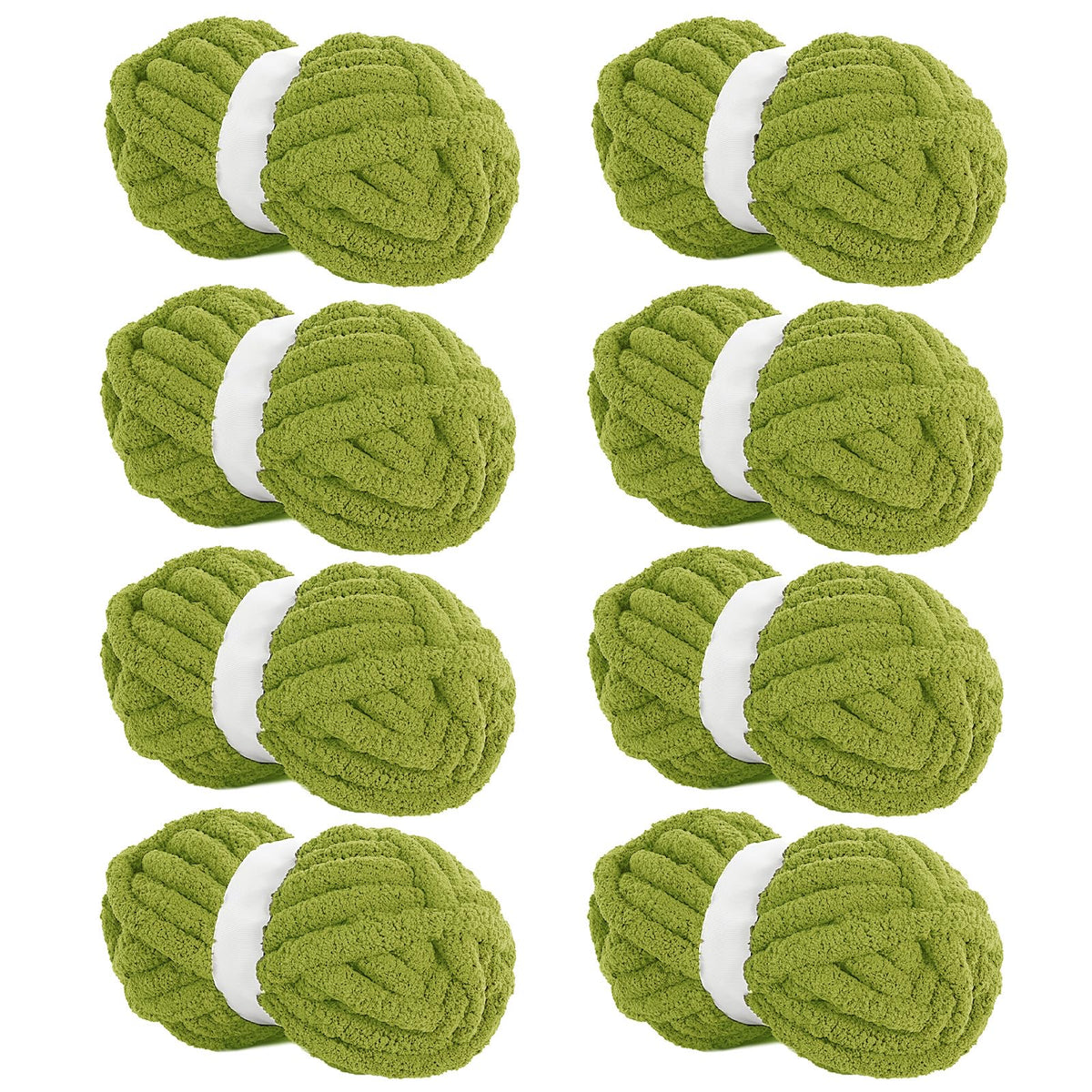 HOMBYS Olive Green Chunky Chenille Yarn, 8 Skeins, 27 yd / 8 oz Each