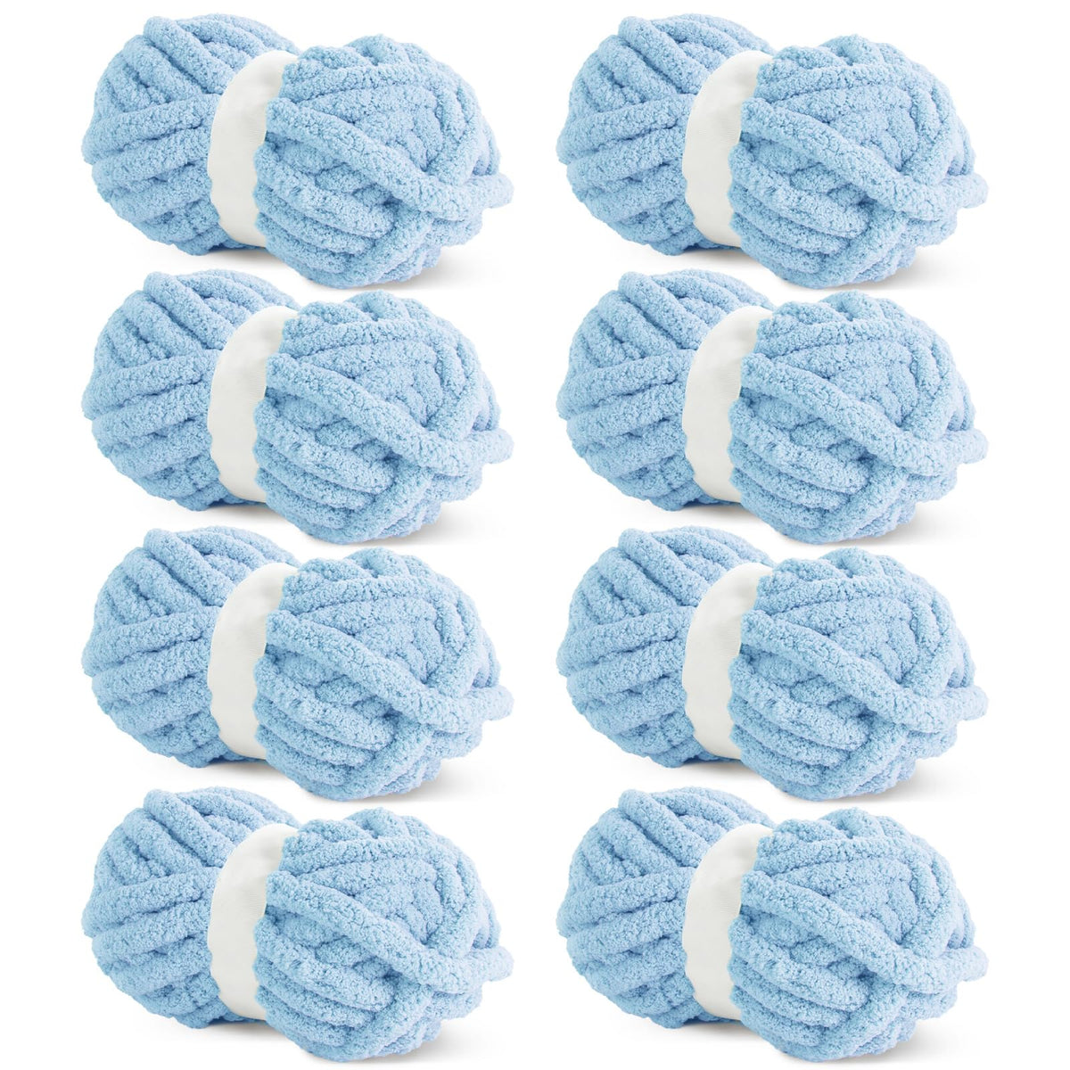 HOMBYS Sky blue Chunky Chenille Yarn, 8 Skeins, 27 yd / 8 oz Each