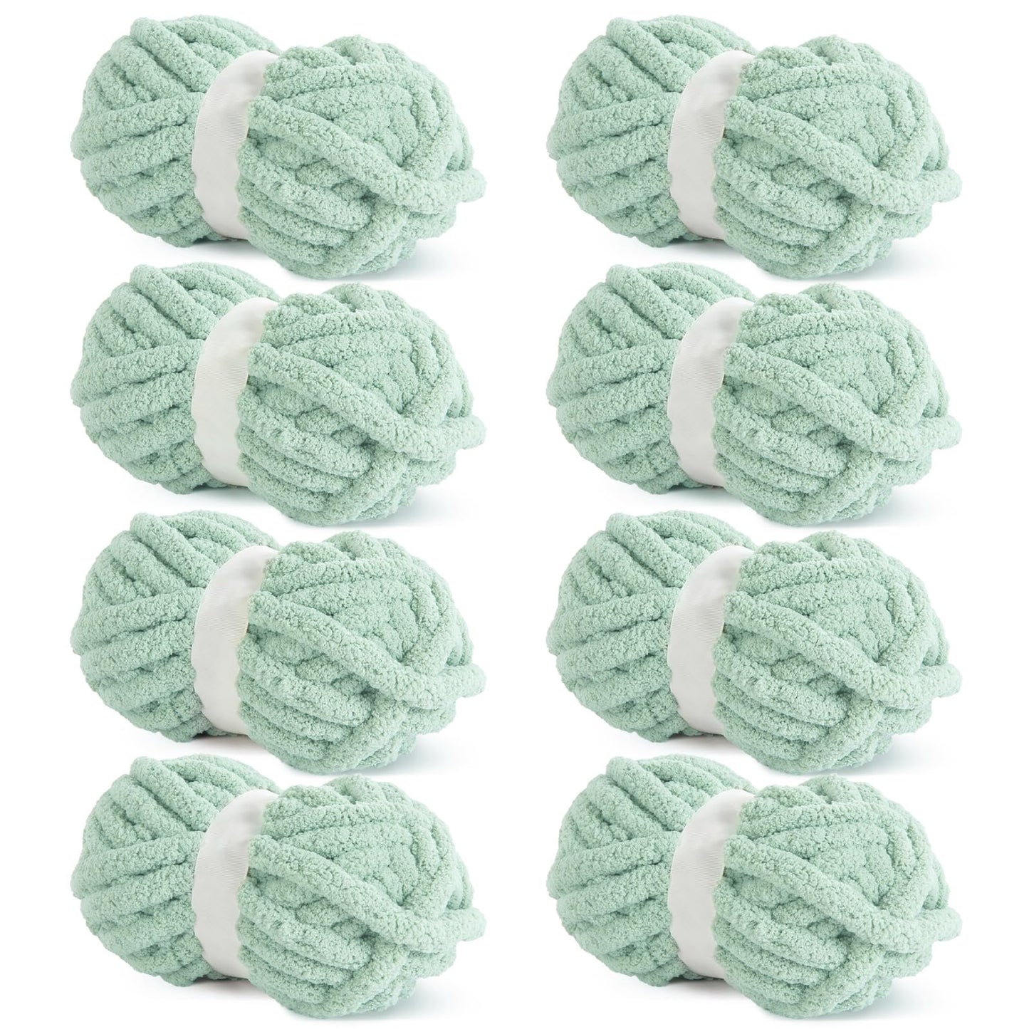 HOMBYS Mint Green Chunky Chenille Yarn, 8 Skeins, 27 yd / 8 oz Each