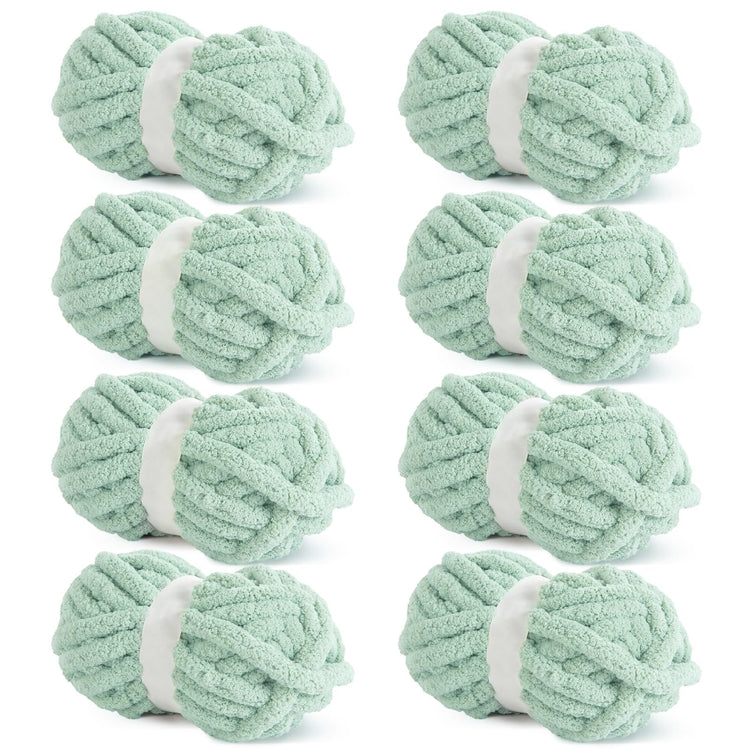HOMBYS Mint Green Chunky Chenille Yarn, 8 Skeins, 27 yd / 8 oz Each
