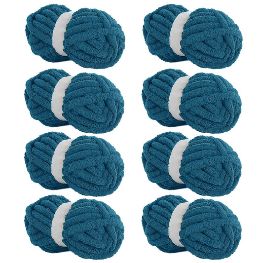 HOMBYS Indigo Chunky Chenille Yarn, 8 Skeins, 27 yd / 8 oz Each
