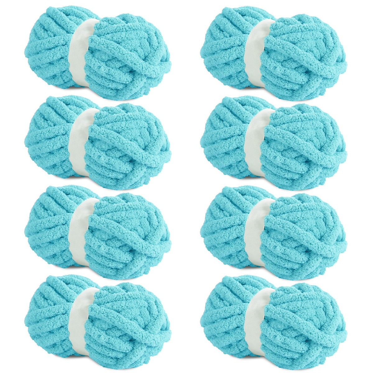 HOMBYS Lake Blue Chunky Chenille Yarn, 8 Skeins, 27 yd / 8 oz Each