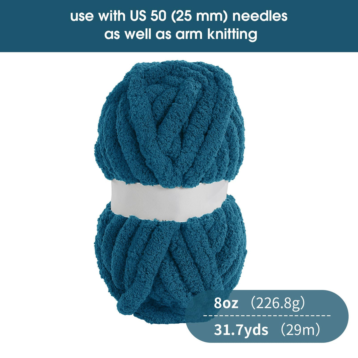 HOMBYS Indigo Chunky Chenille Yarn, 8 Skeins, 27 yd / 8 oz Each