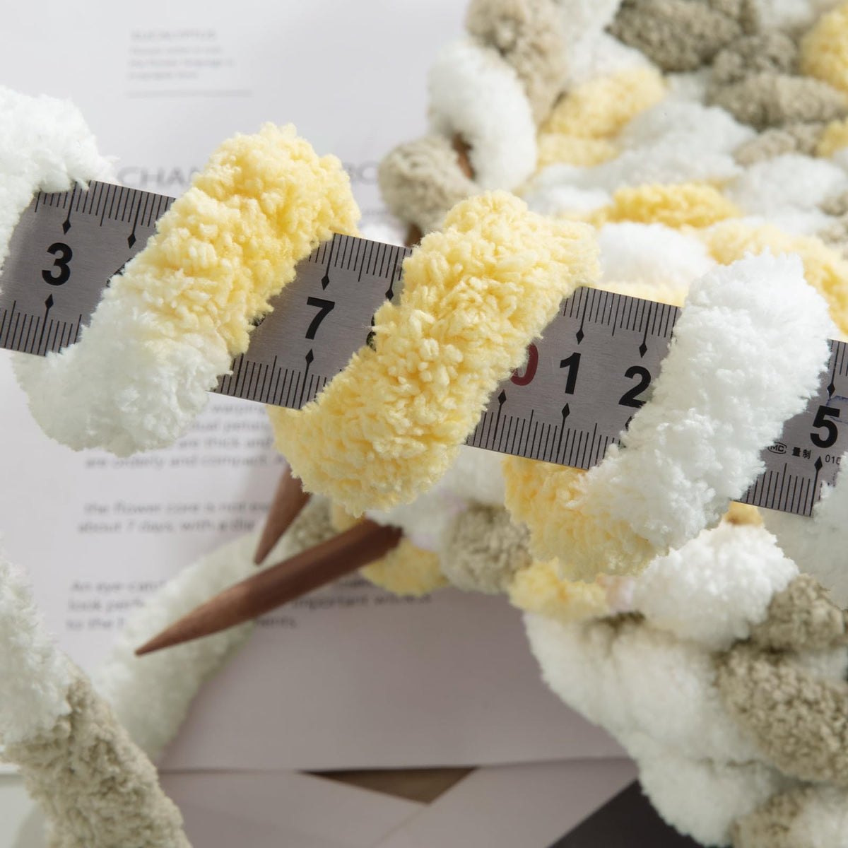 HOMBYS Yellow,grey,white Variegated Chunky Chenille Yarn, 8 Skeins, 26 yd / 7.5 oz Each