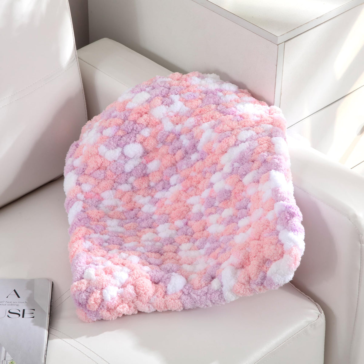 HOMBYS Pink,Purple Variegated Chunky Chenille Yarn, 8 Skeins, 26 yd / 7.5 oz Each
