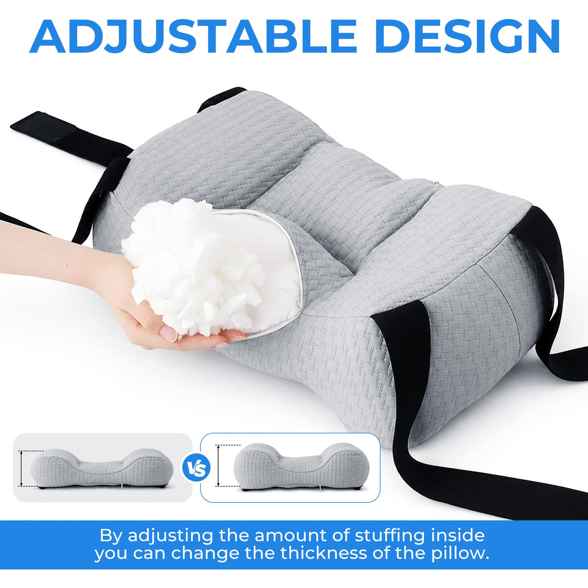 HOMBYS Recliner Head Pillow – Adjustable Shredded Memory Foam Neck Support with Washable Cover