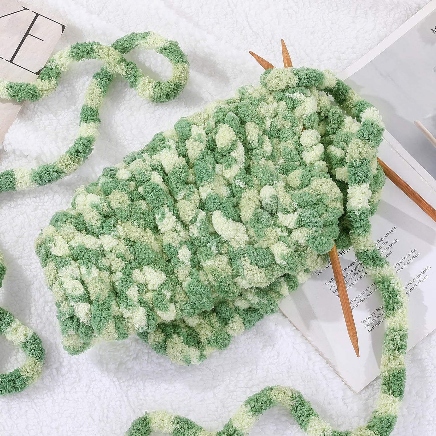 HOMBYS Sage Green Multi Chunky Chenille Yarn, 8 Skeins, 26 yd / 7.5 oz Each