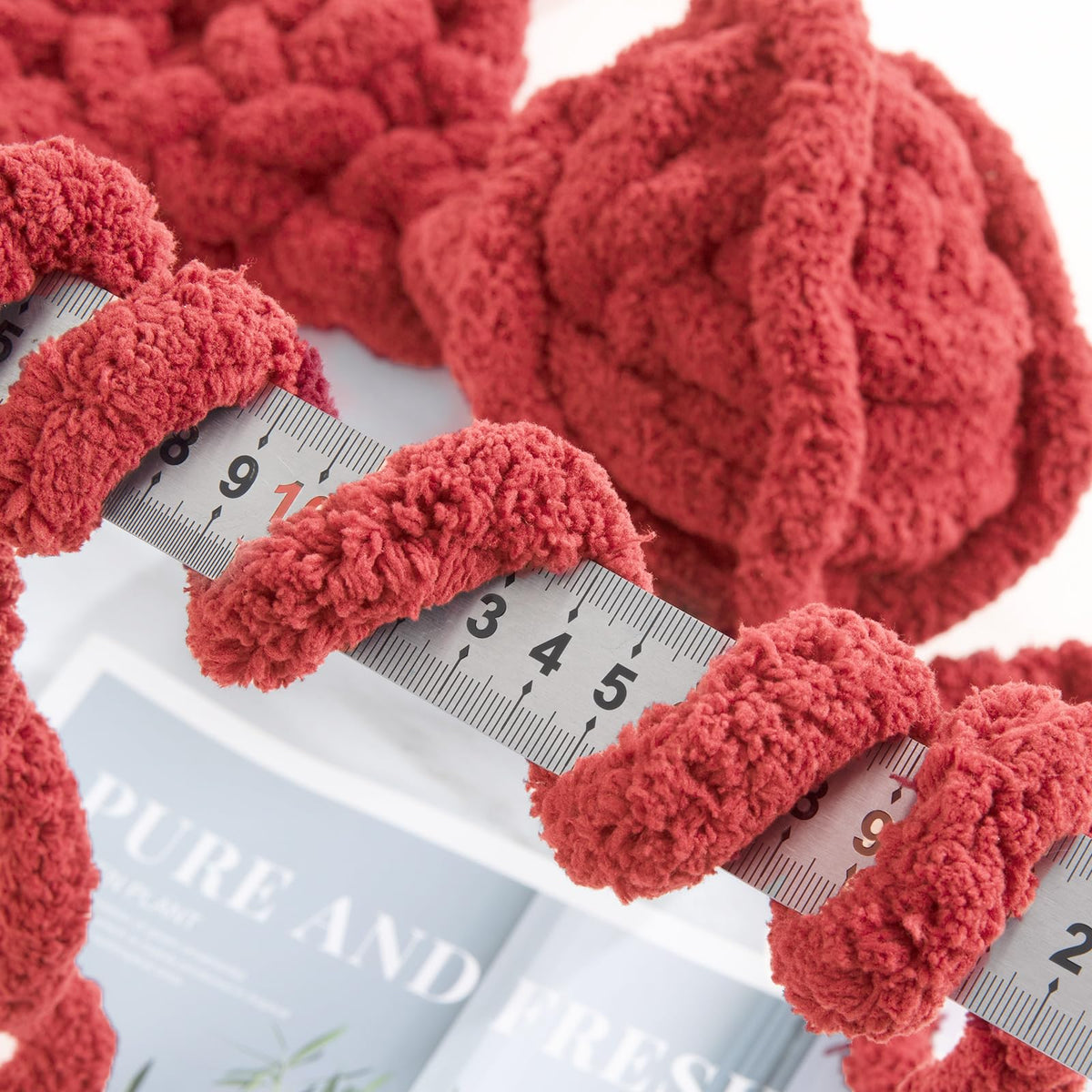 HOMBYS red Chunky Chenille Yarn, 8 Skeins, 27 yd / 8 oz Each