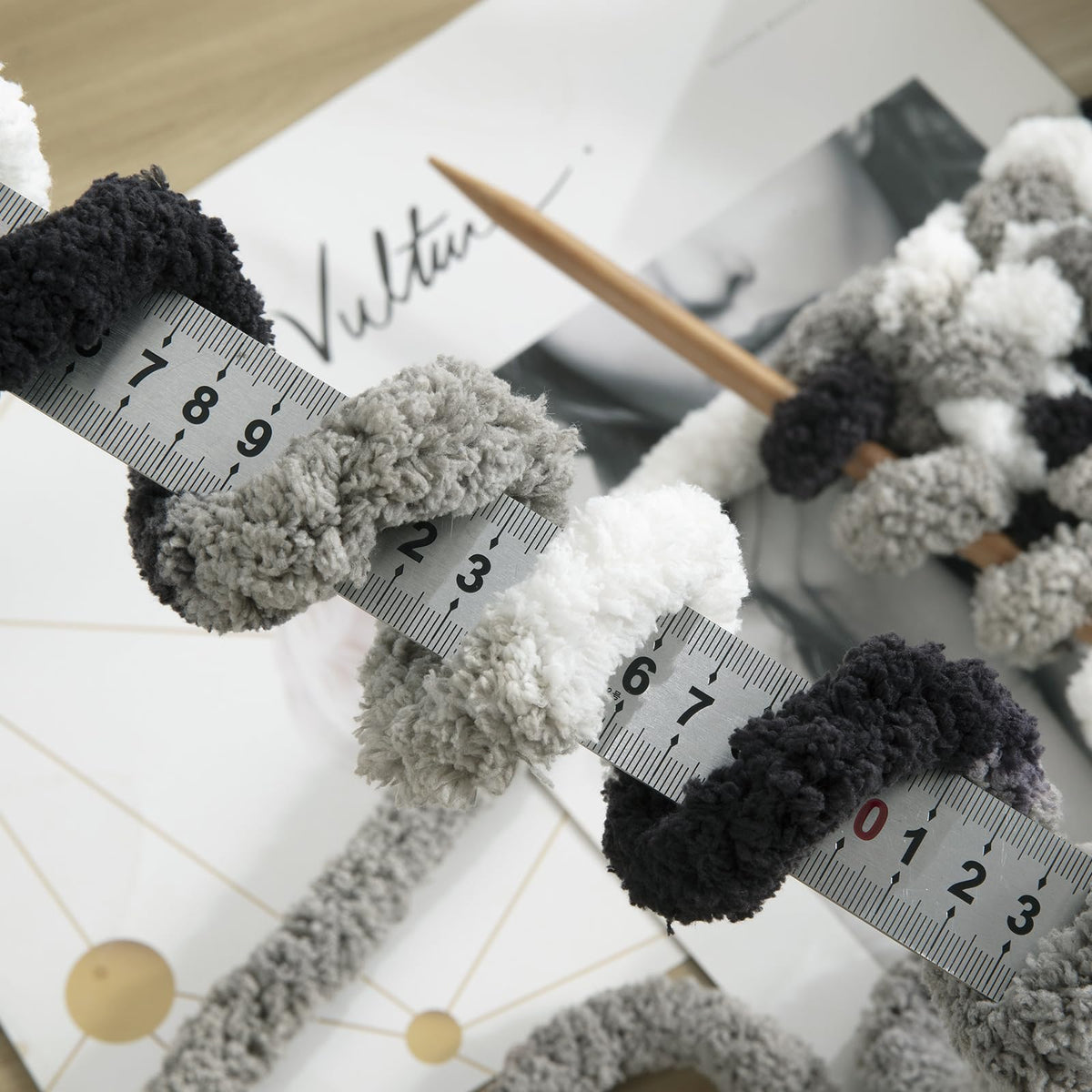 HOMBYS Black,White,Grey Variegated Chunky Chenille Yarn, 8 Skeins, 26 yd / 7.5 oz Each