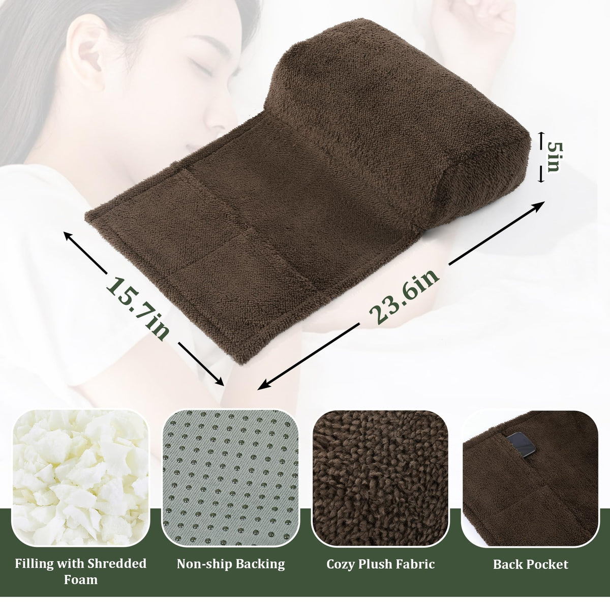 HOMBYS Recliner Head Pillow – Soft Sherpa Neck Support Cushion with Pocket