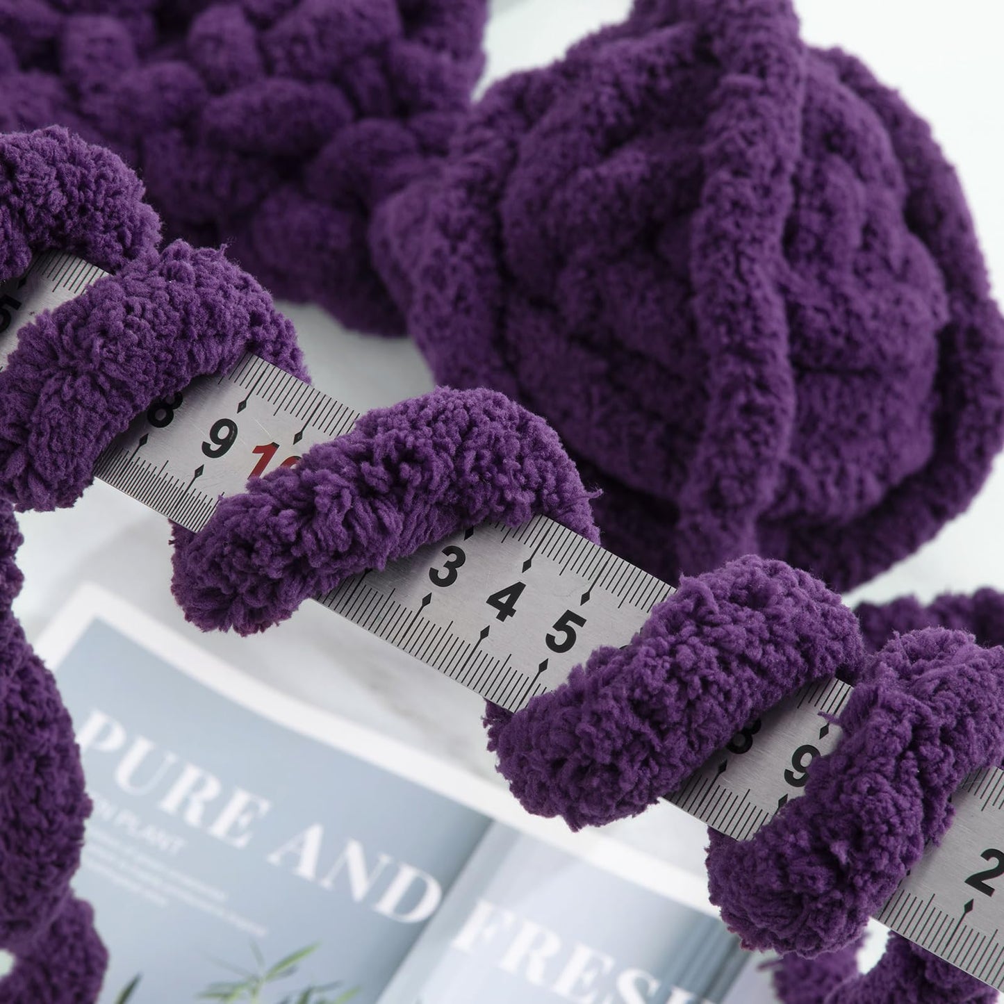 HOMBYS Purple & Dark Purple Chunky Chenille Yarn, 8 Skeins, 27 yd / 8 oz Each