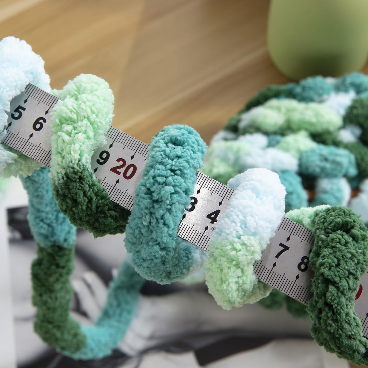 HOMBYS Mint,Teal,Green Variegated Chunky Chenille Yarn, 8 Skeins, 26 yd / 7.5 oz Each