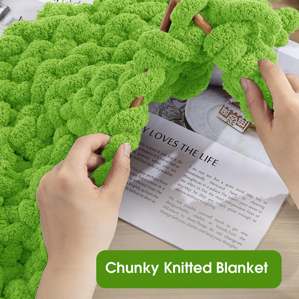 HOMBYS Grass Chunky Chenille Yarn, 8 Skeins, 27 yd / 8 oz Each