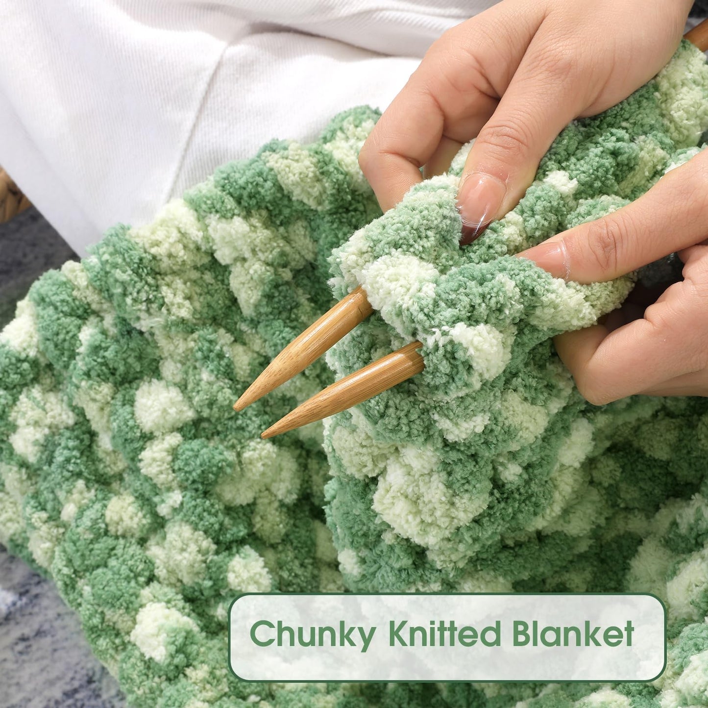 HOMBYS Sage Green Multi Chunky Chenille Yarn, 8 Skeins, 26 yd / 7.5 oz Each